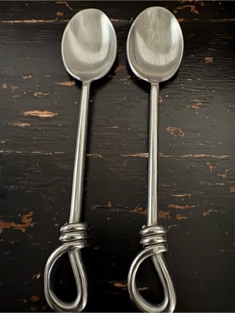 Gibson CUOMO Stainless TEASPOONS Open Ring Tip 18/8 Glossy Flatware Set of 2